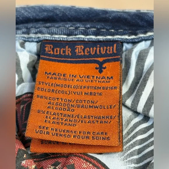 Rock Revival Women’s Bootcut Jeans Blue Denim Mid Rise Silver Accents Size 29